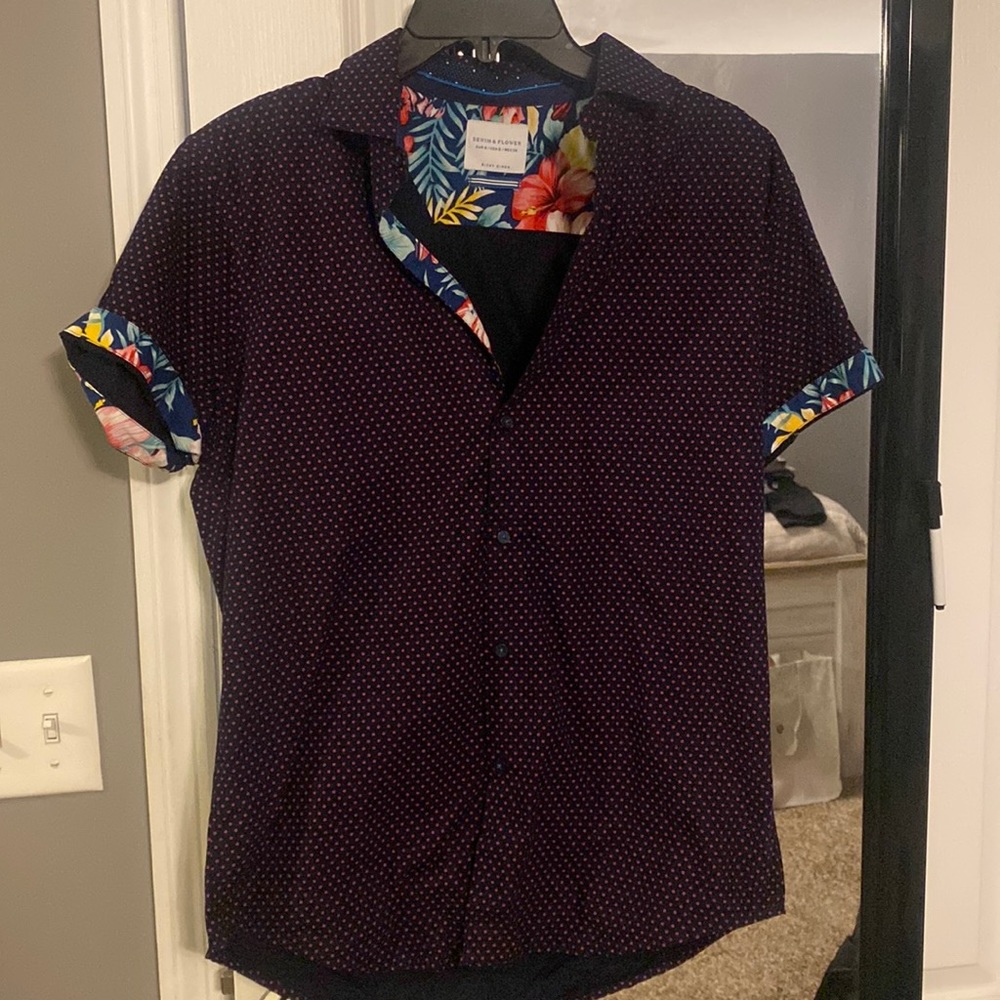 Denim and flower button up